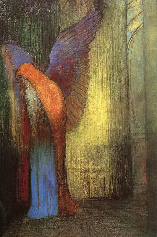 Odilon Redon Winged Old Man with a Long White Beard oil painting image